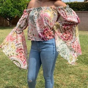 Boho bell sleeve top